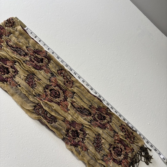 Pashmina & Silk Floral Scarf in Purple and Yellow - Picture 6 of 7